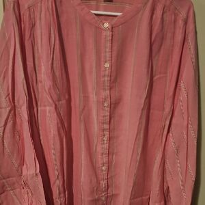 Old Navy Men's Casual Pink Striped Button Down Shirt